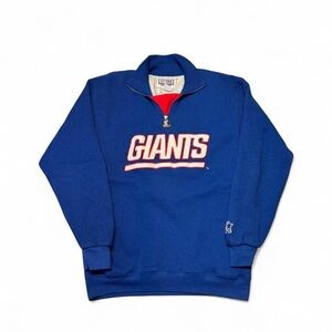 Vintage 90s Starter New York Giants quarter zip  pullover sweater blue M mens